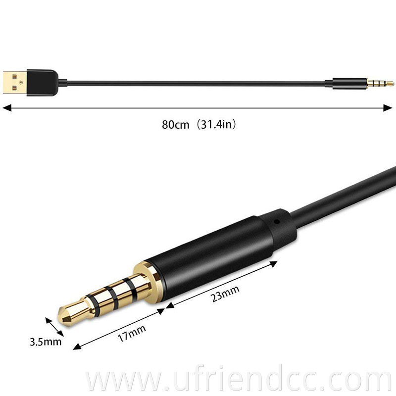 High Quality Factory Manufacture Gold Plated USB TO 3.5mm Audio Jack Cable Converter